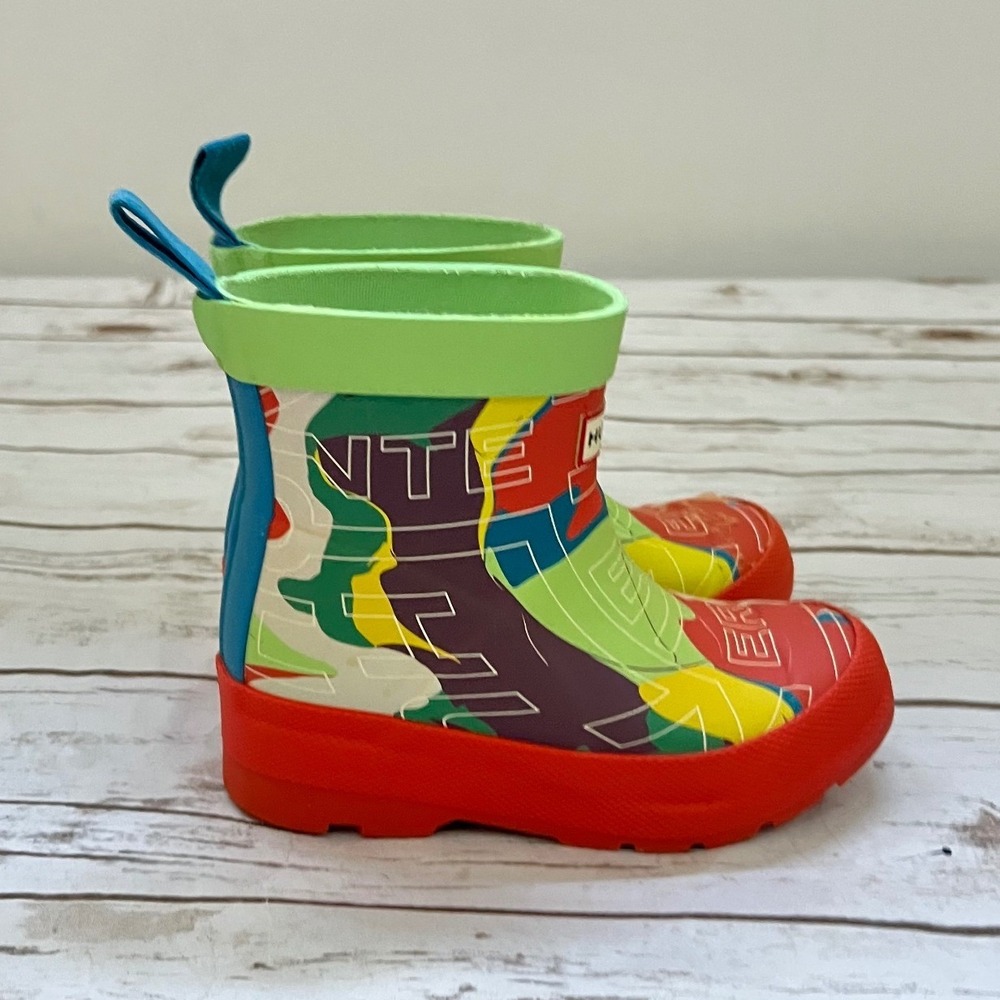 Hunter Rain Boots Multi-Color Abstract Graphic Print Size US 10 Kids